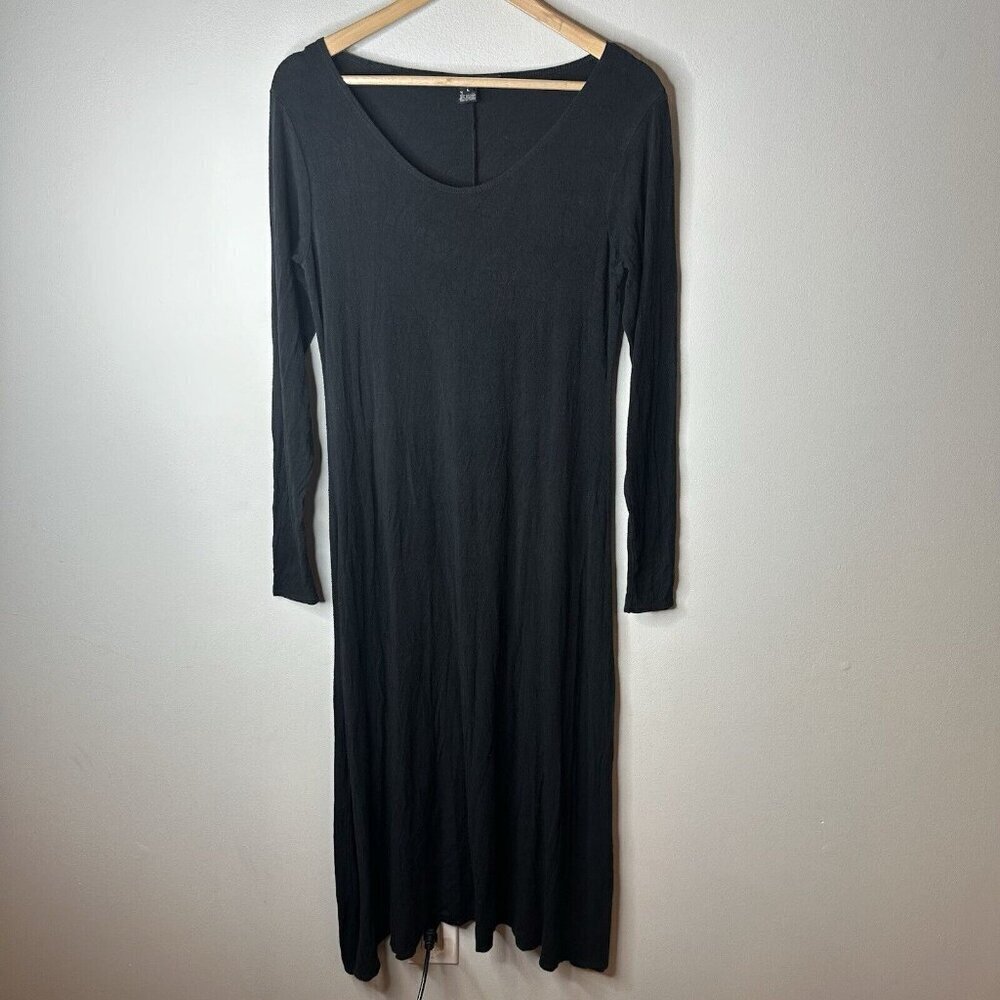 VTG Ralph Lauren Black Label Dress Womens Large Black Midi Maxi Chore Stretchy